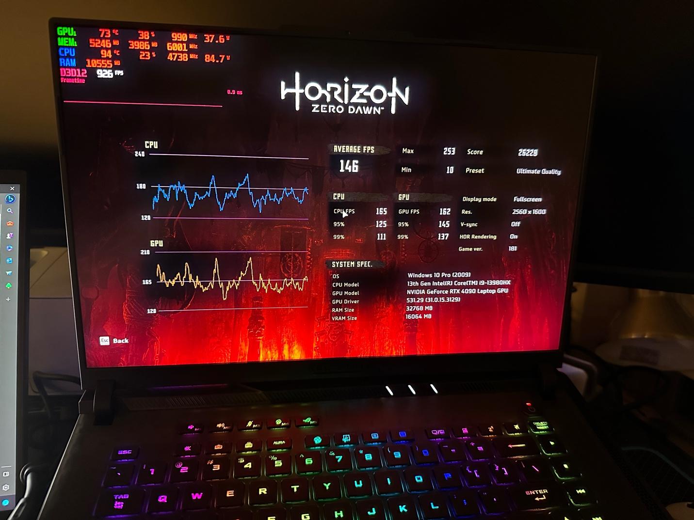 A computer with a lit up screen

Description automatically generated