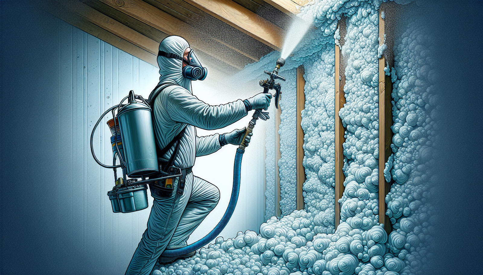 Illustration of spray foam insulation application