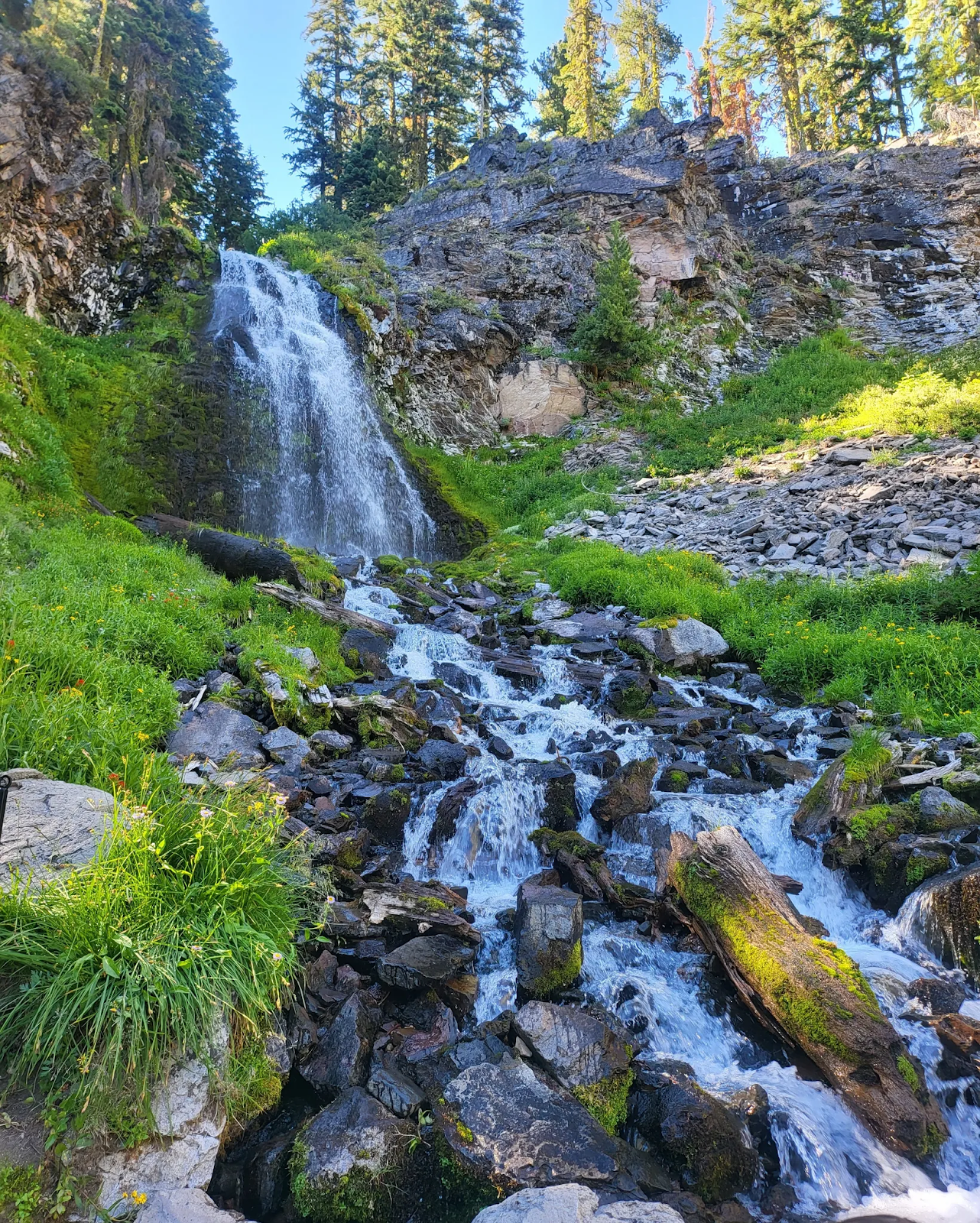 waterfalls near crater lake
