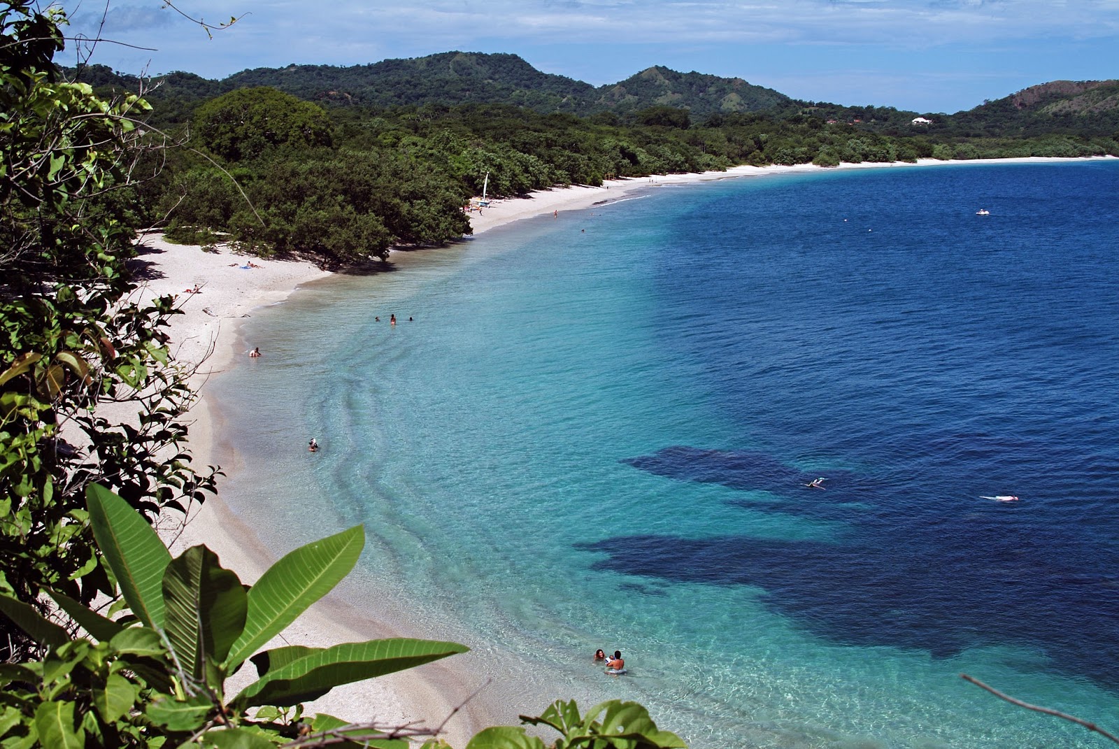 Blue lagoons with white sand beach in one of the best beaches in Costa Rica