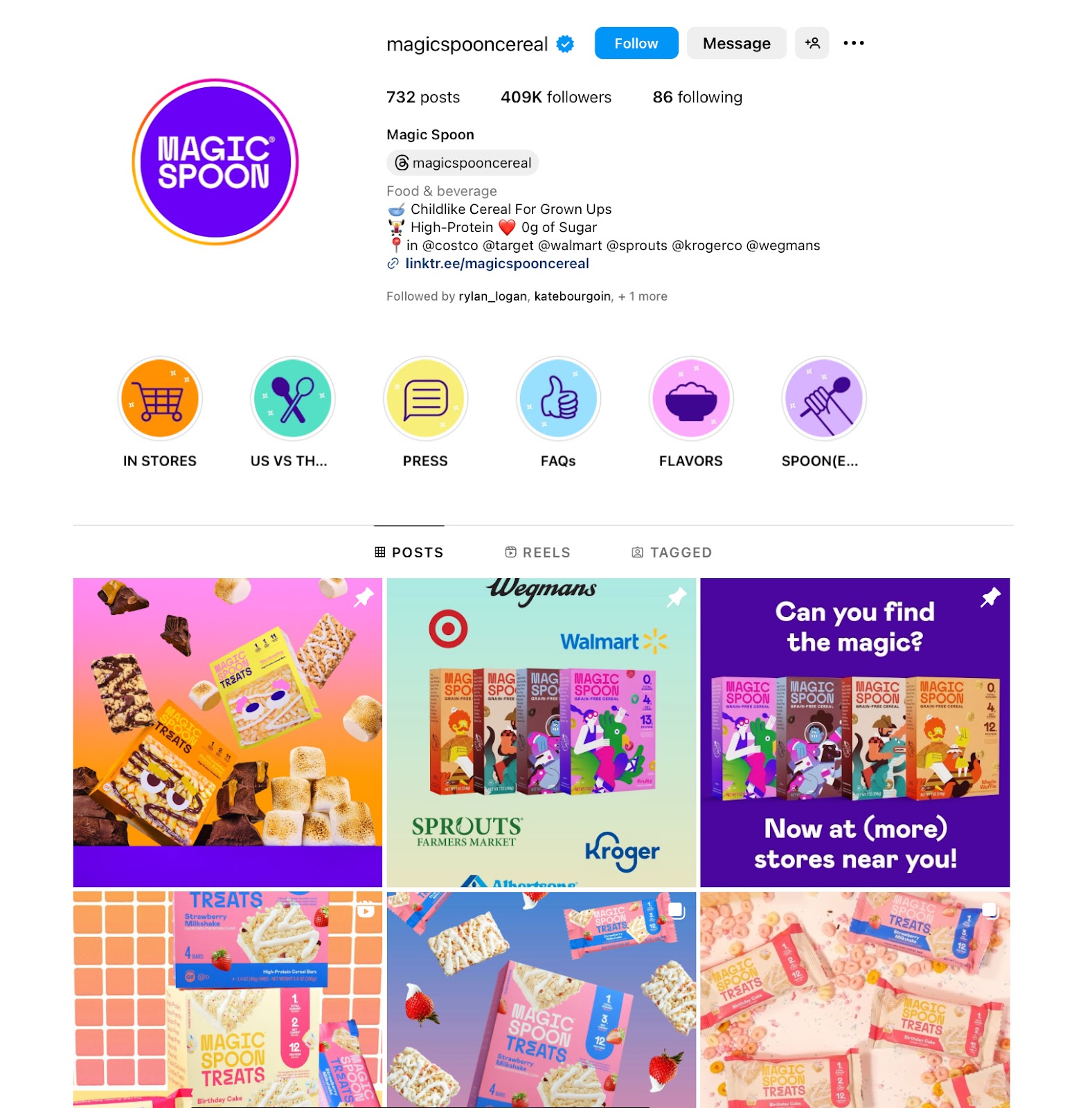 Magic Spoon Cereal social media landing page for ecommerce