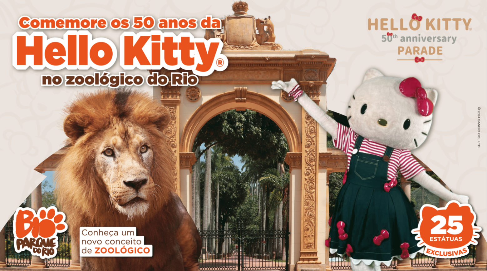 Personagem Hello Kitty no BioParque do Rio
