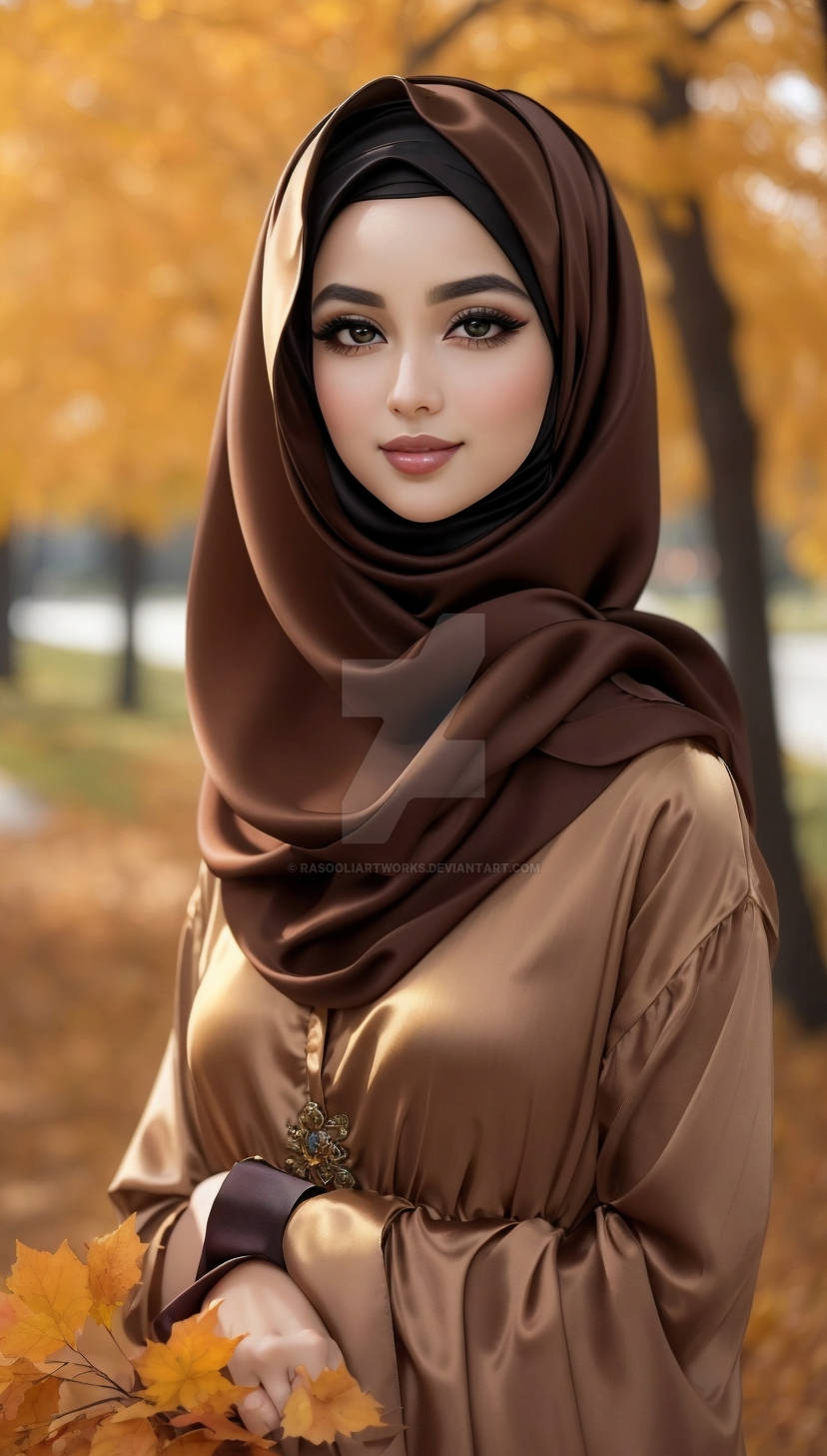 Beautiful Hijab Girl in a satin  dress