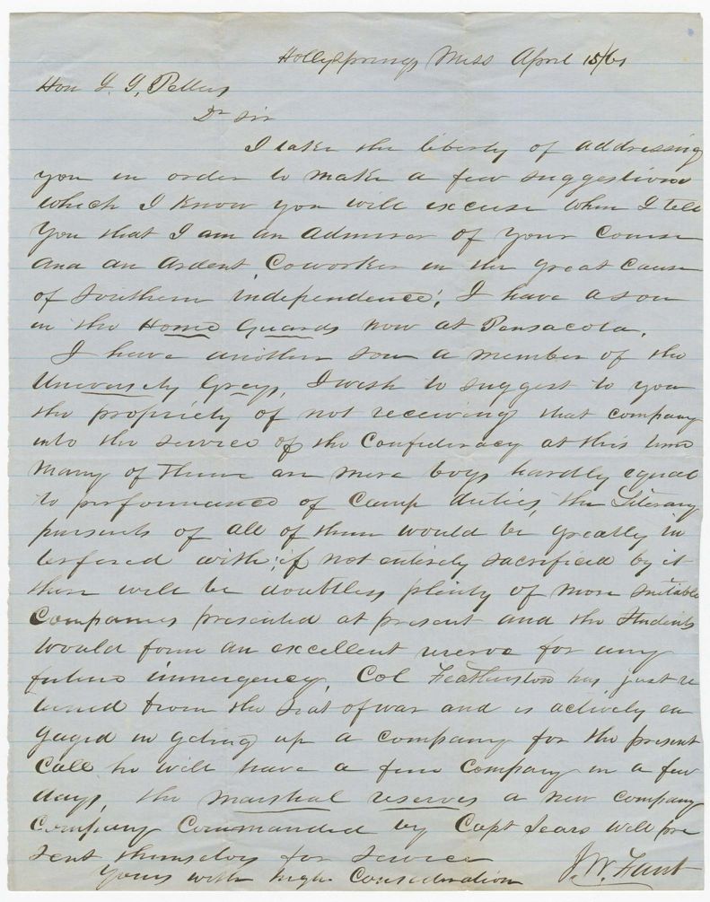 Photograph of the Fant letter in digitized form featuring cursive handwritting