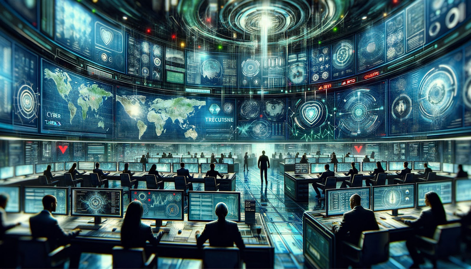 Futuristic Cybersecurity Command Center