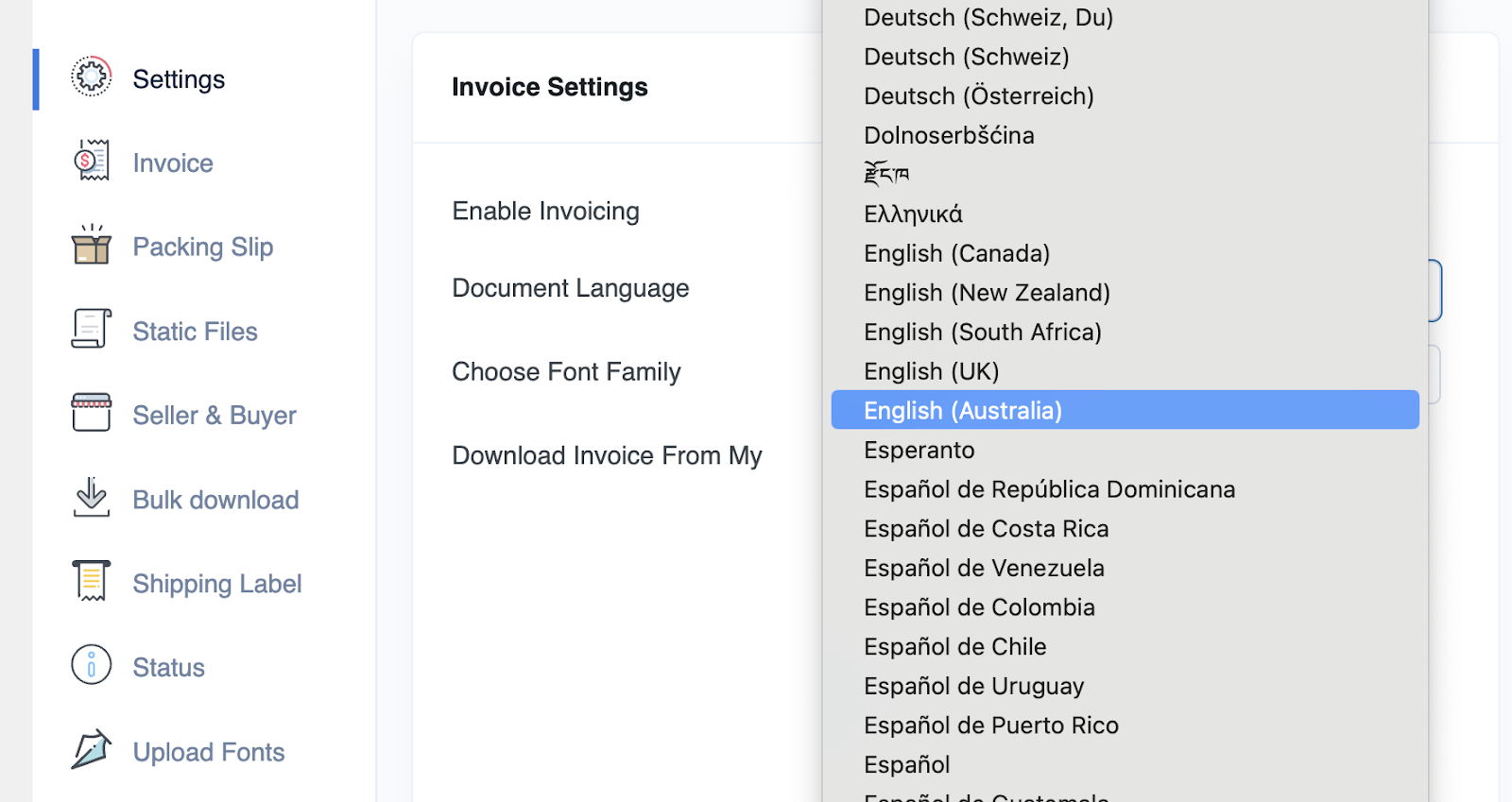 customize laguage in shipping label