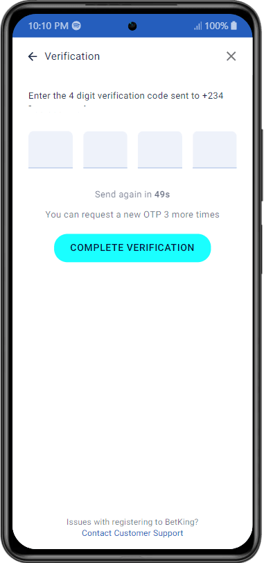 Complete your BetKing registration