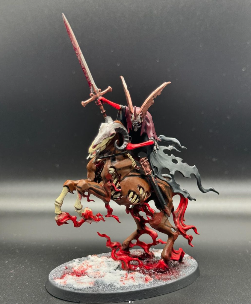 A toy figurine of a horse with a sword  Description automatically generated