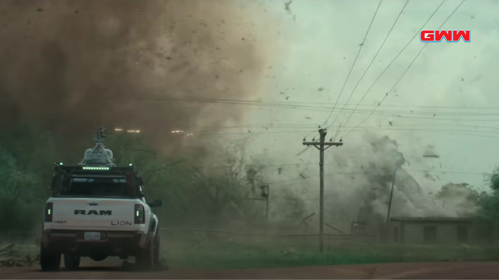 A truck driving into the twister, Twisters 2024 Trailer