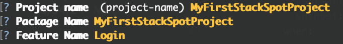 Terminal requesting the parameters needed to apply the plugin.