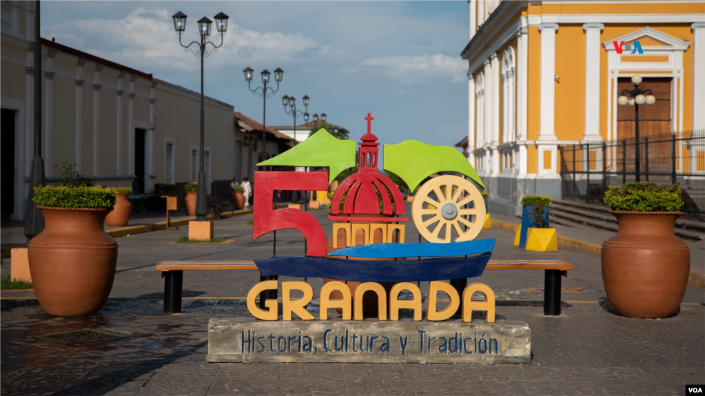 Fachada de Granada, la llamada "ciudad colonial" en Nicaragua