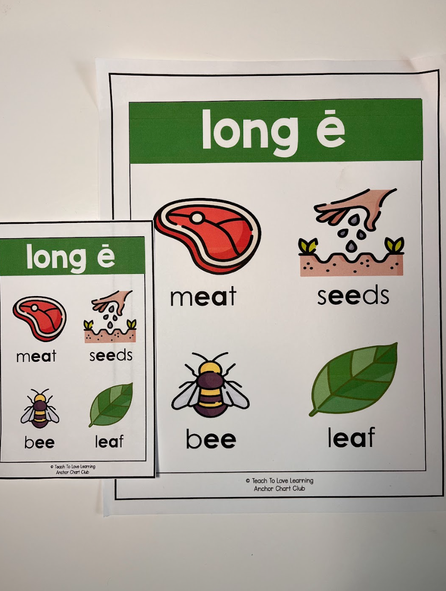 Teaching long and short vowels with kindergarten and 1st grade anchor