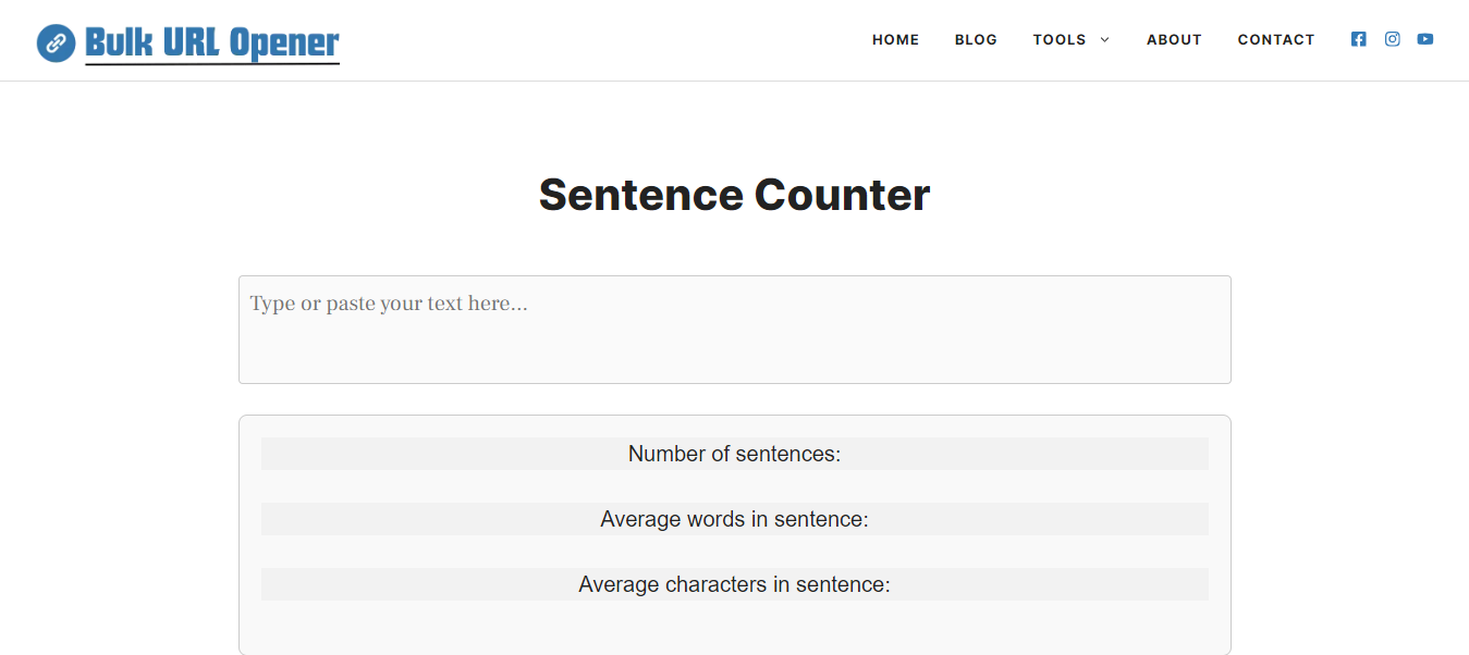 Bulk-URL-Opener.com Sentence Counter