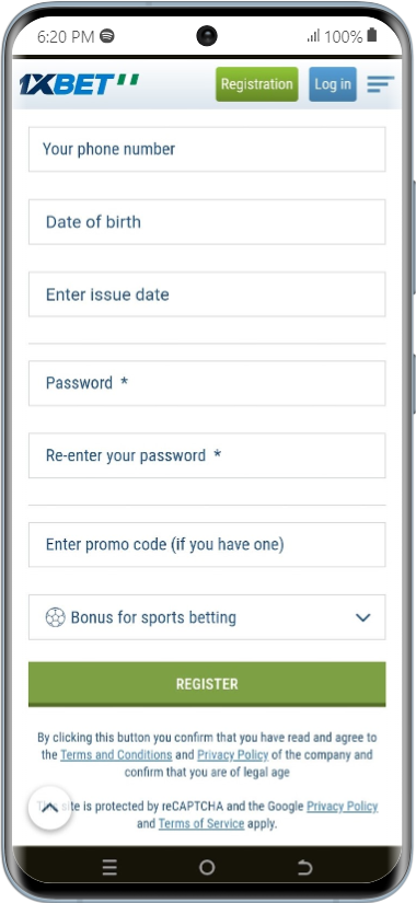 Register on 1xBet