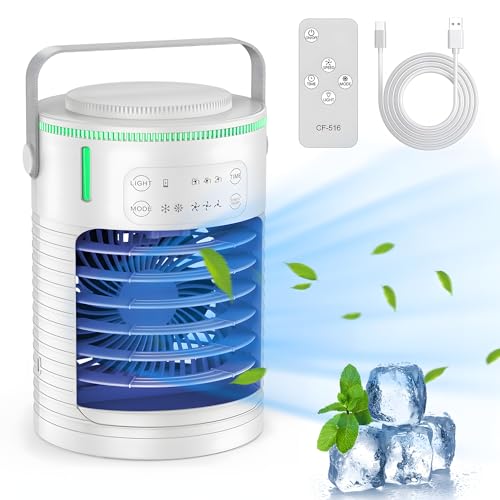 Portable Air Conditioners Fan with 3 Speeds 7 Colors,Small Mini Ac Unit for Bedroom - Air Cooler for Room - Car Ac - Mini A/C for Office Outdoor Camping