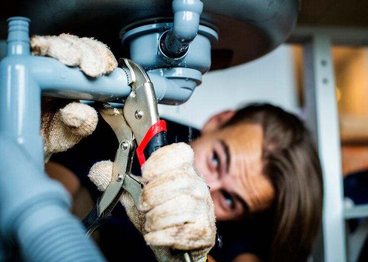 A man fixing leaky faucets