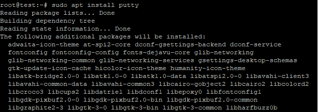 Install PuTTY on Ubuntu using the terminal 