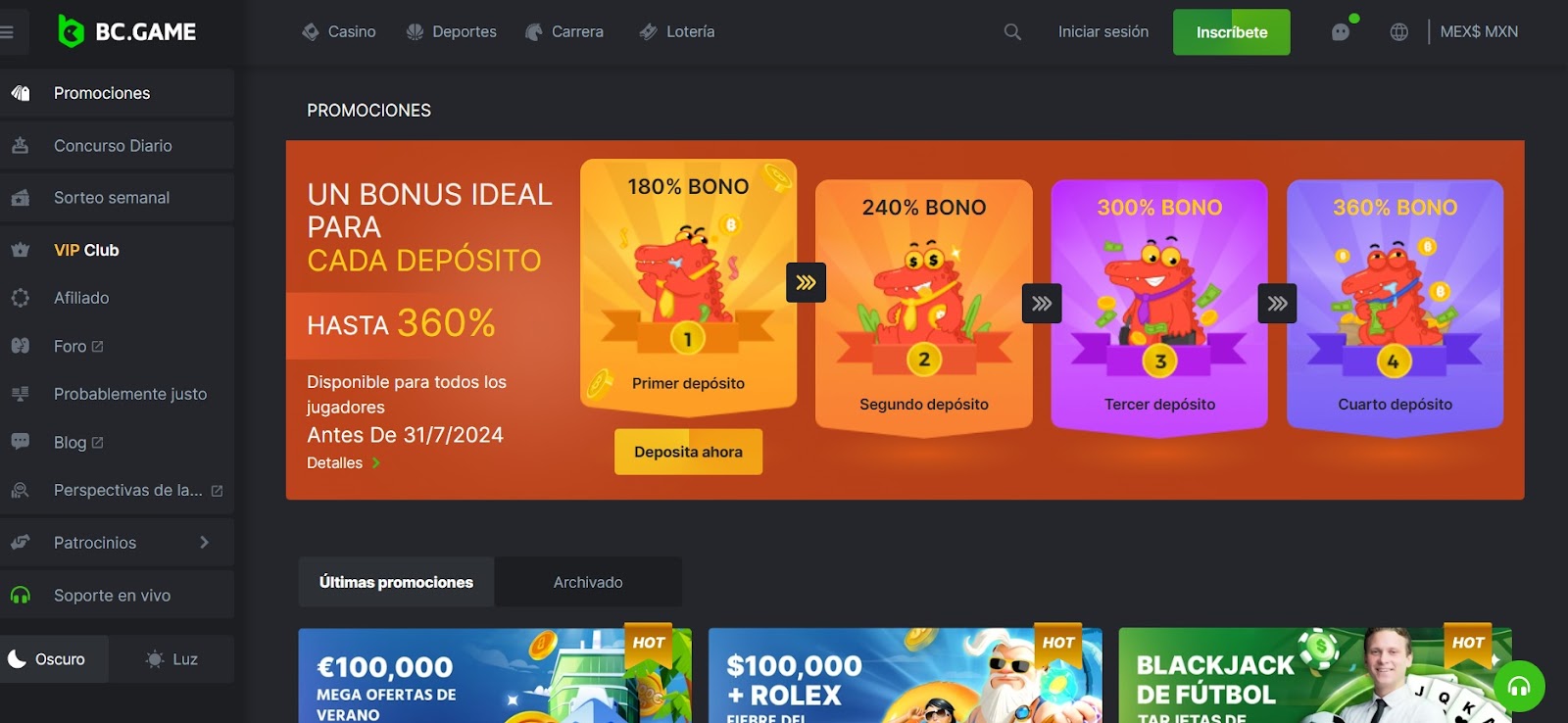 Bonos y promociones en BC Game Casino