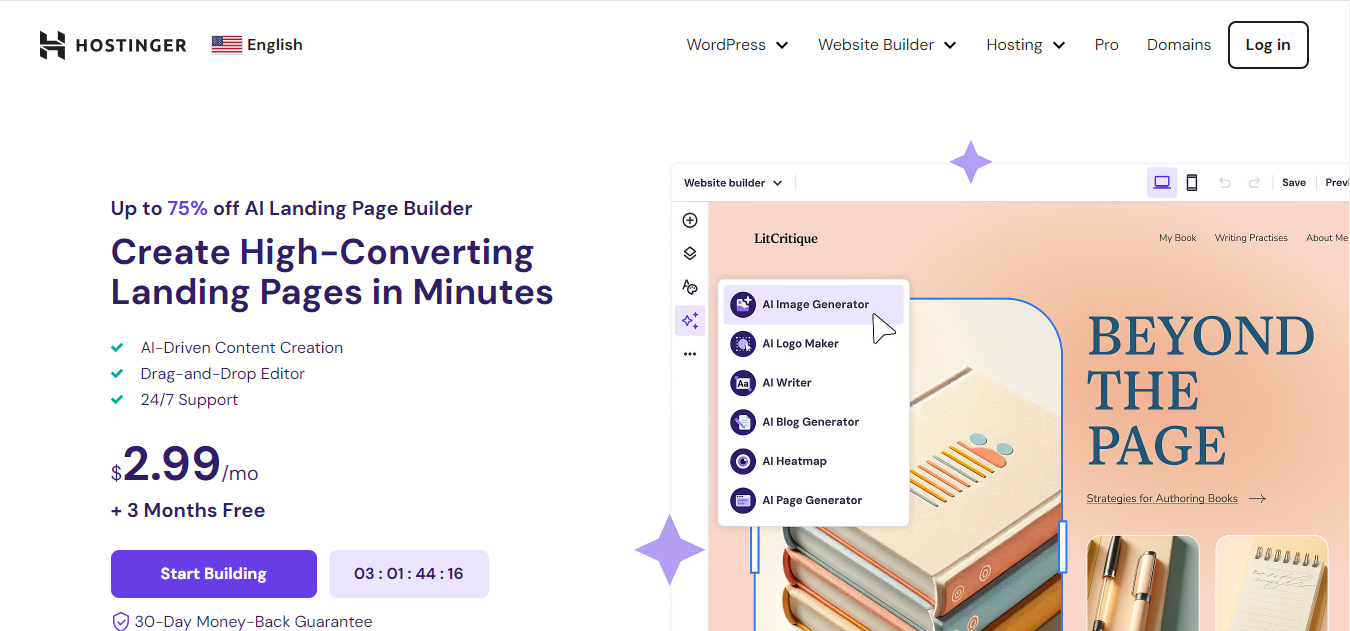 Hostinger AI Landing Page Builder