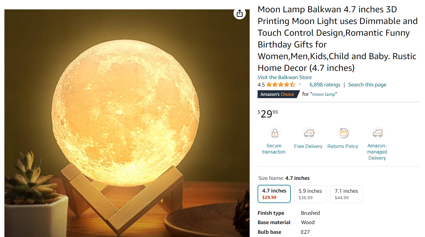 Moon Lamp On Amazon