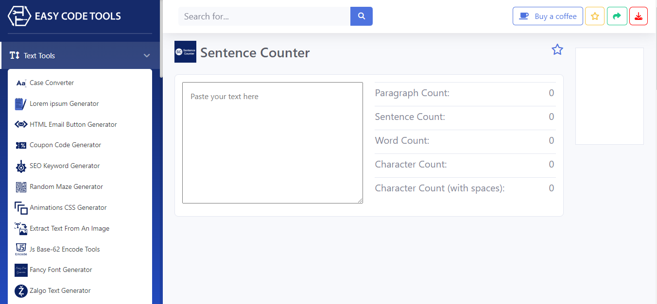 EasyCodeTools.com Sentence Counter