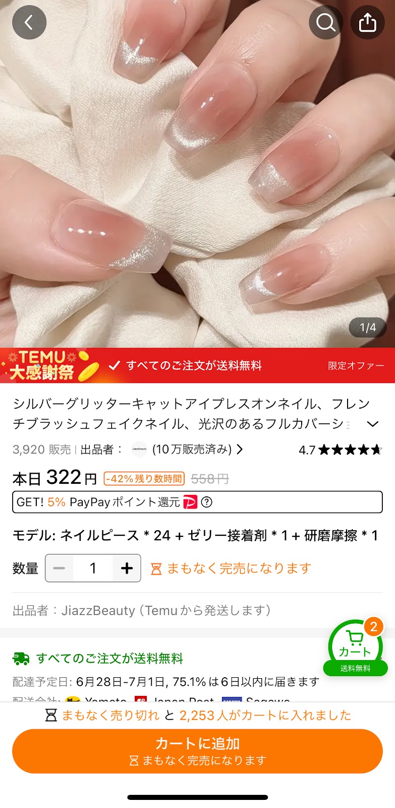 Temu　ネイルチップ