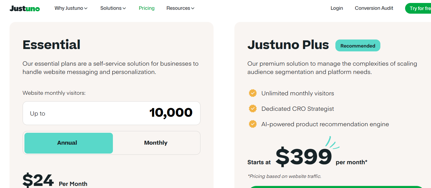 Justuno pop-upbouwtool