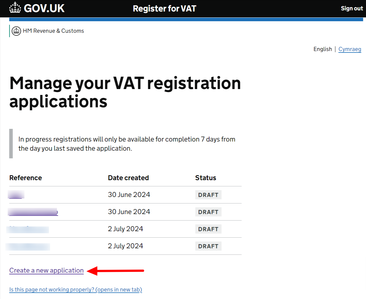 VAT management Page by UK Government