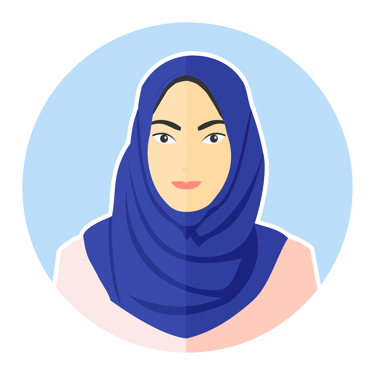 Profile Islamic Girls DP wearing a blue hijab and a peach dress