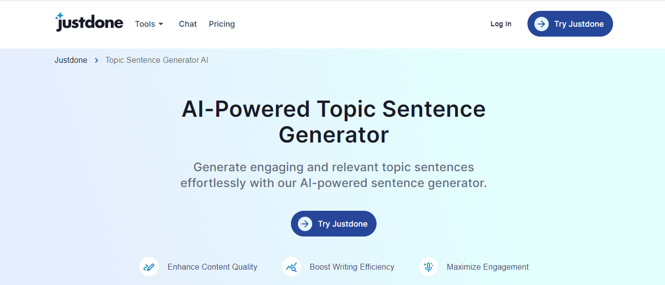 JustDone AI Topic Sentence Generator