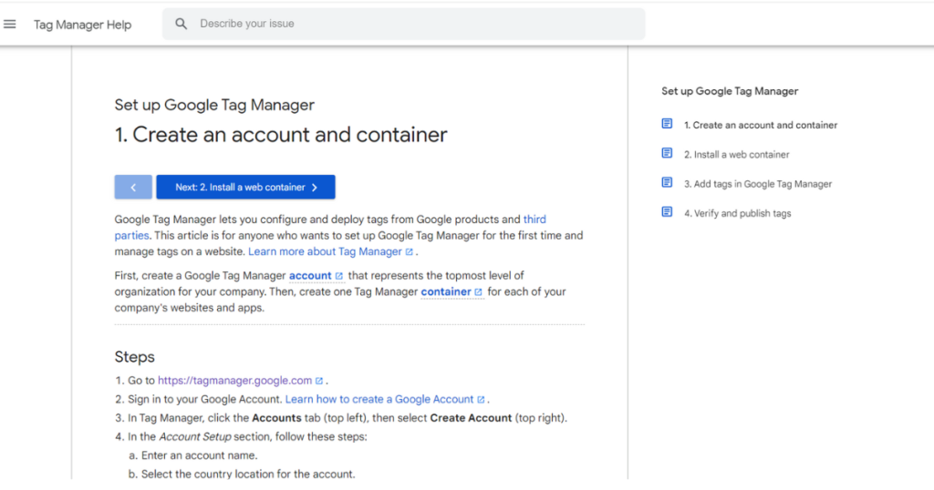 Configure Google Tag Manager.