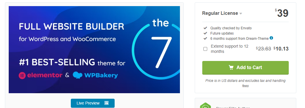 Purchase The7 theme from ThemeForest website