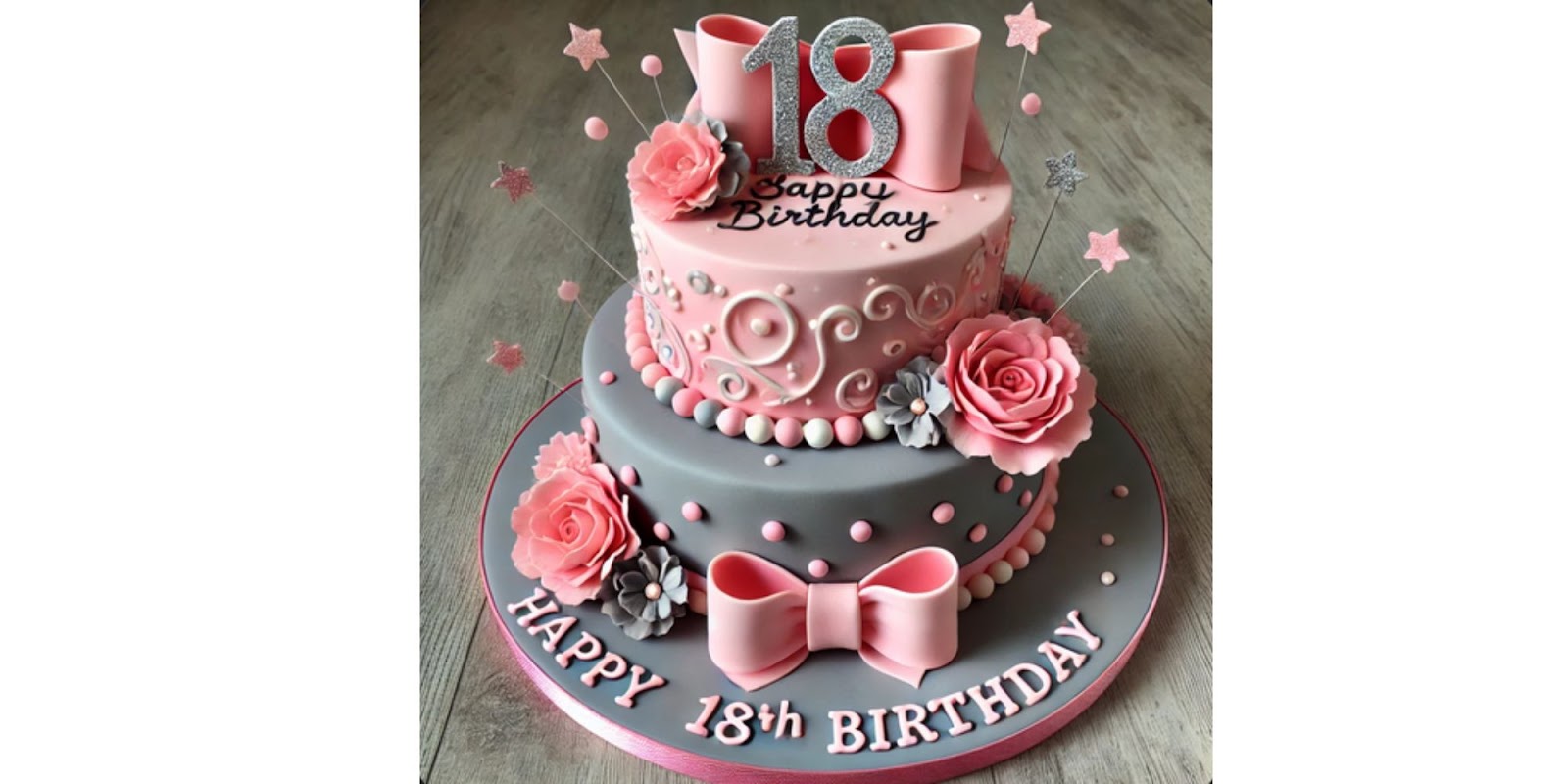 Pink and Grey Birthday Cake
