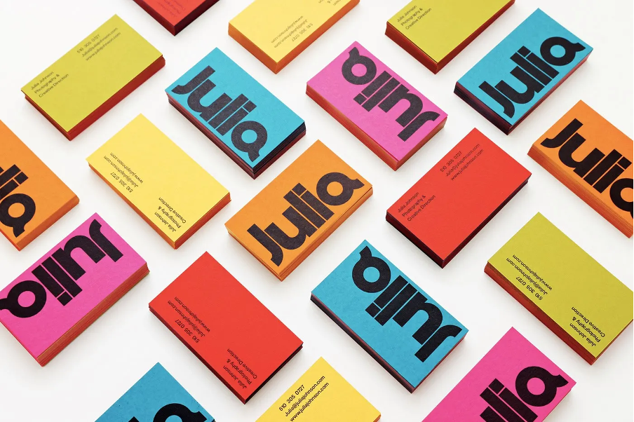 modern business card design with bold color scheme