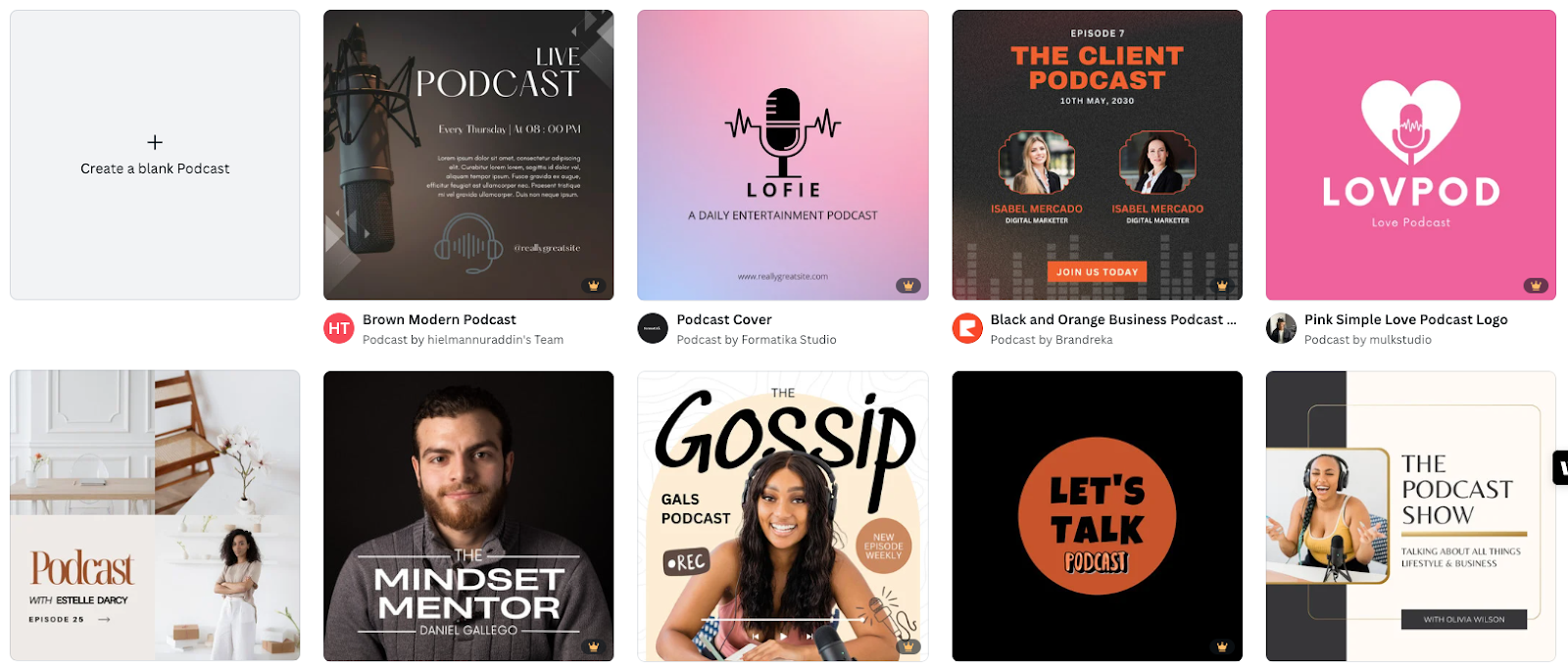 Podcast templates