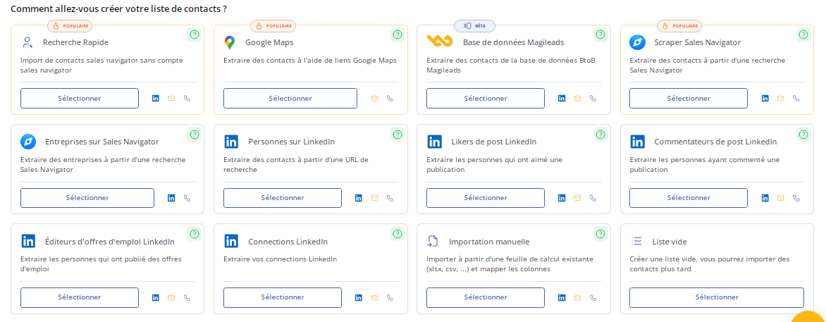 Créer liste de contacts dans Magileads