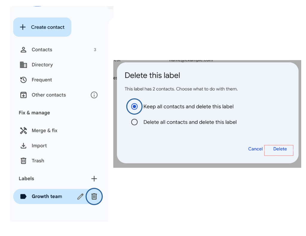 Deleting the distribution list in Gmail