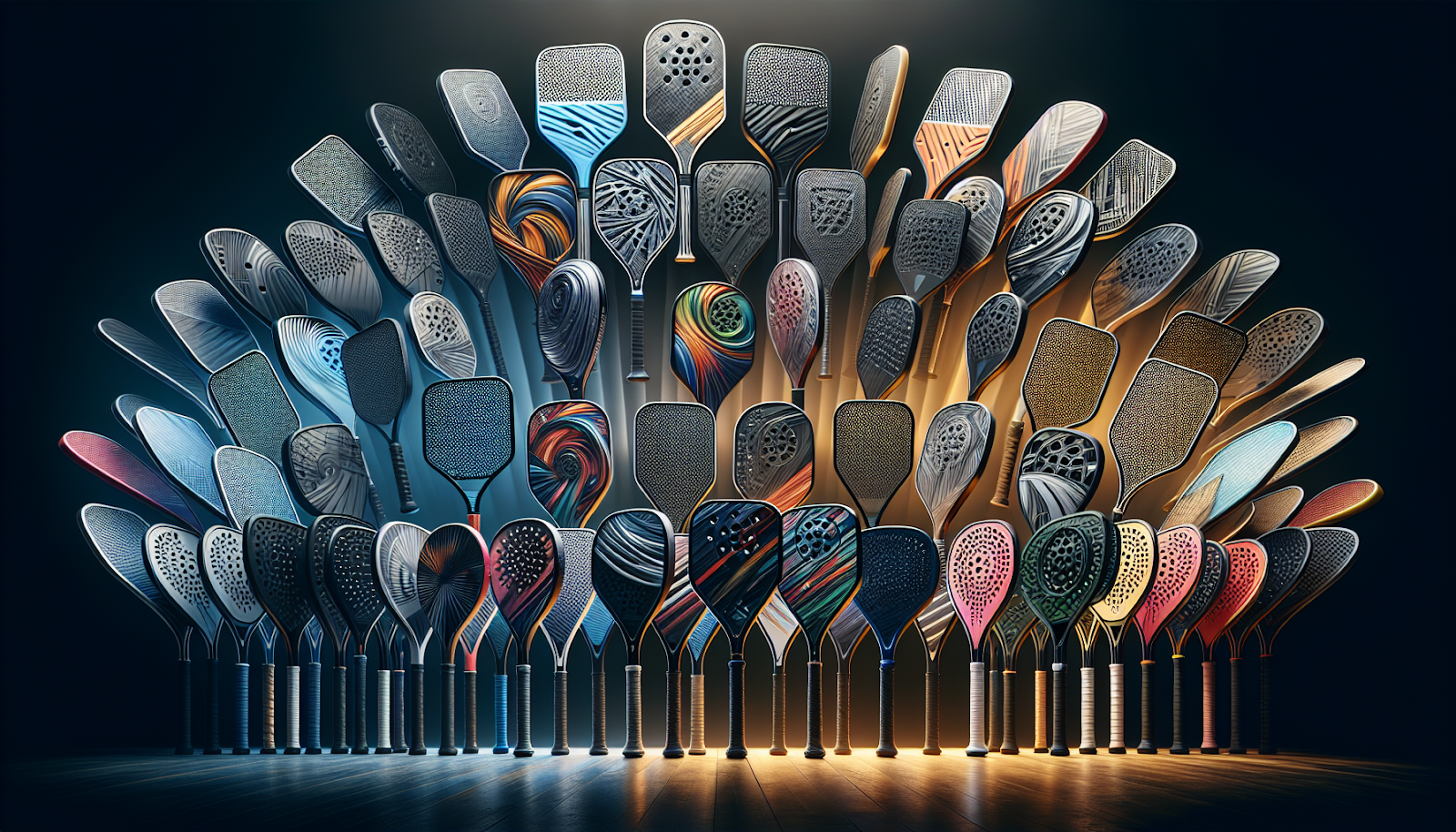 Various pickleball paddles including graphite and composite materials