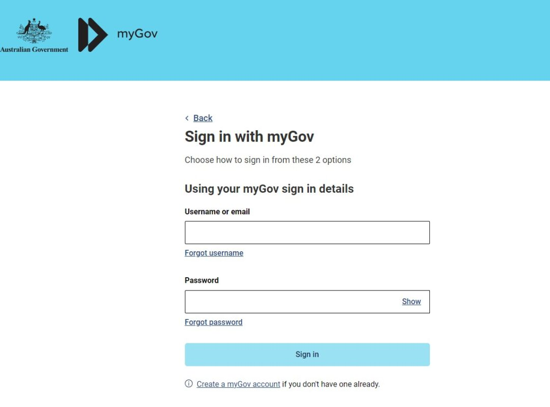 Sign with mygov