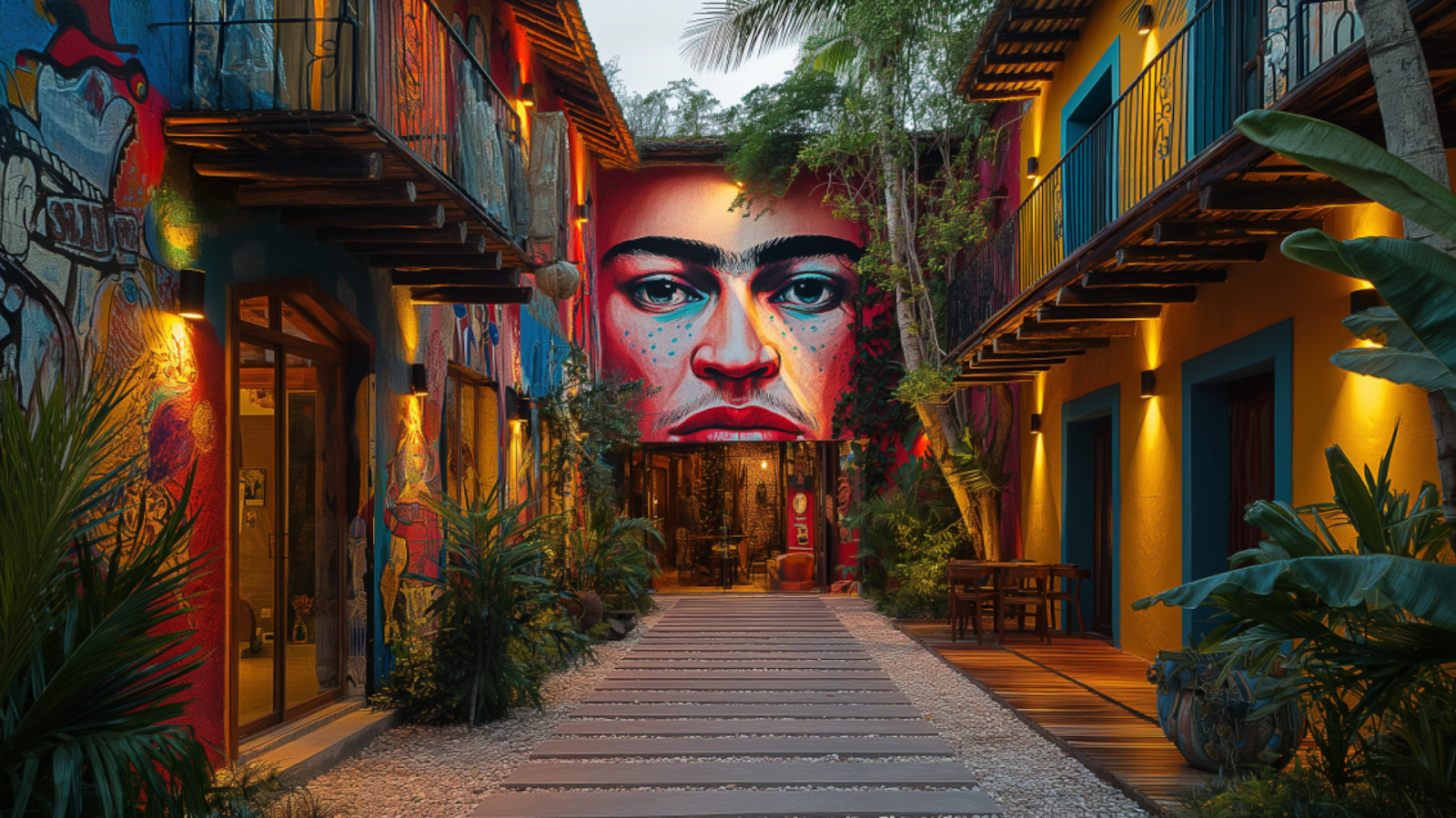 The Frida Kahlo Museum in Playa del Carmen, highlighting vibrant artworks.