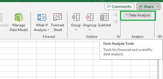 Data Analysis ToolPak in Excel