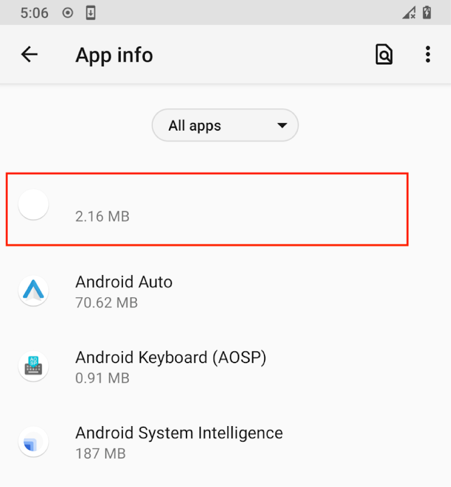 Empty icon and sign considered within the app uninstall menu (left) and the code responsible (correct)