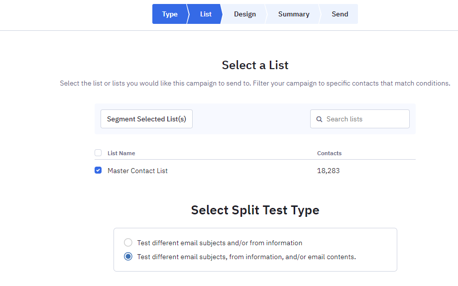 Split test form in ActiveCampaign