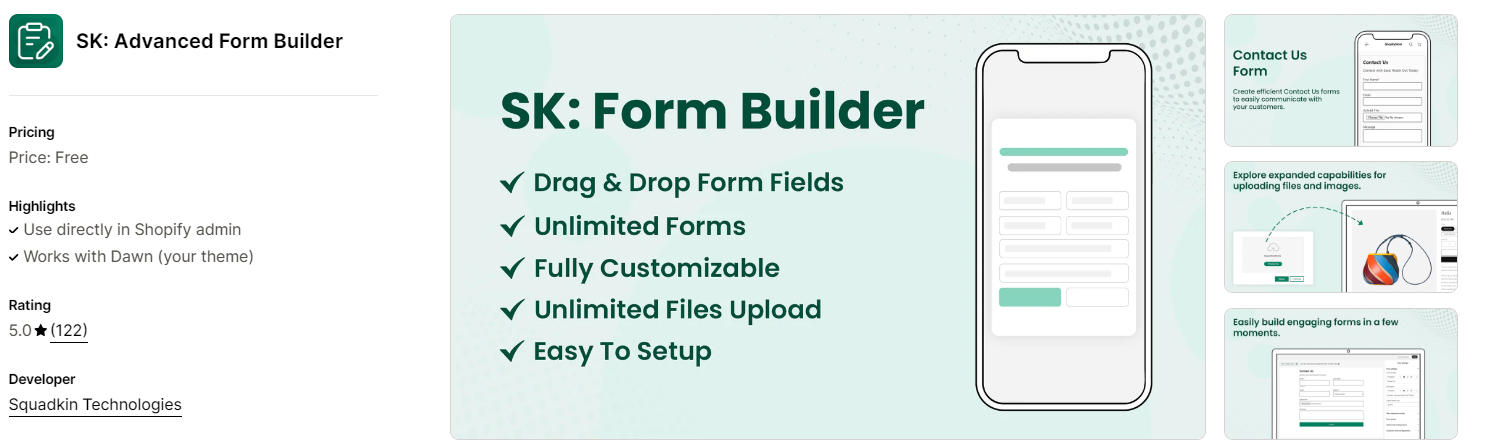 SK advanced form builder Shopify app