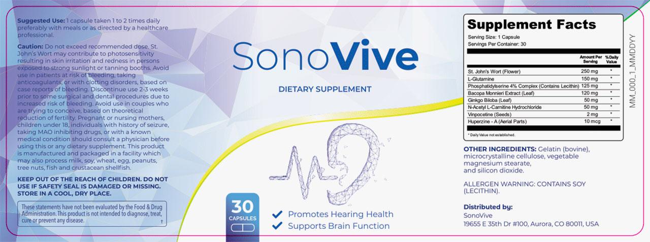 SonoVive Supplement Facts