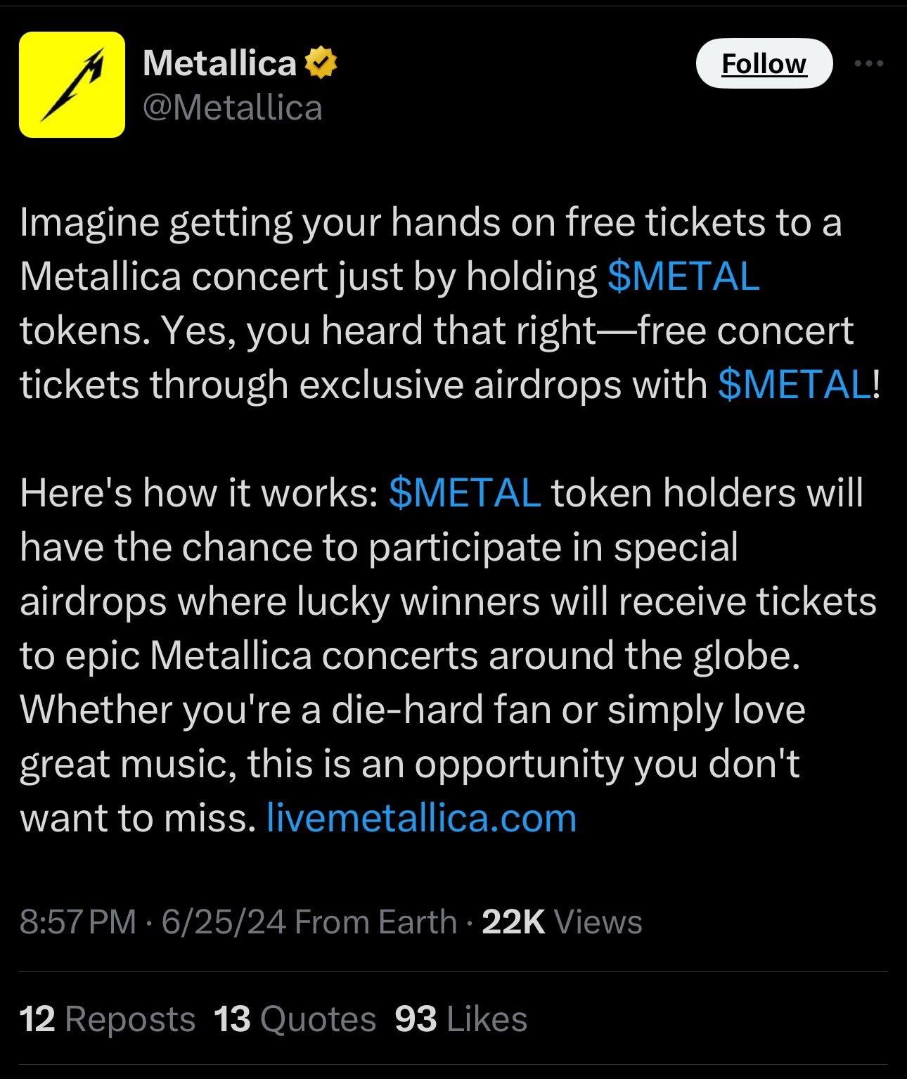Metallica’s X account hacked to promote Solana token, Sahil Arora blamed - 1