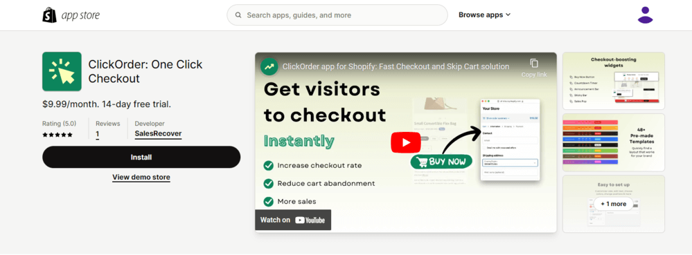 Shopify Apps To Implement One-Page Checkout - ClickOrder