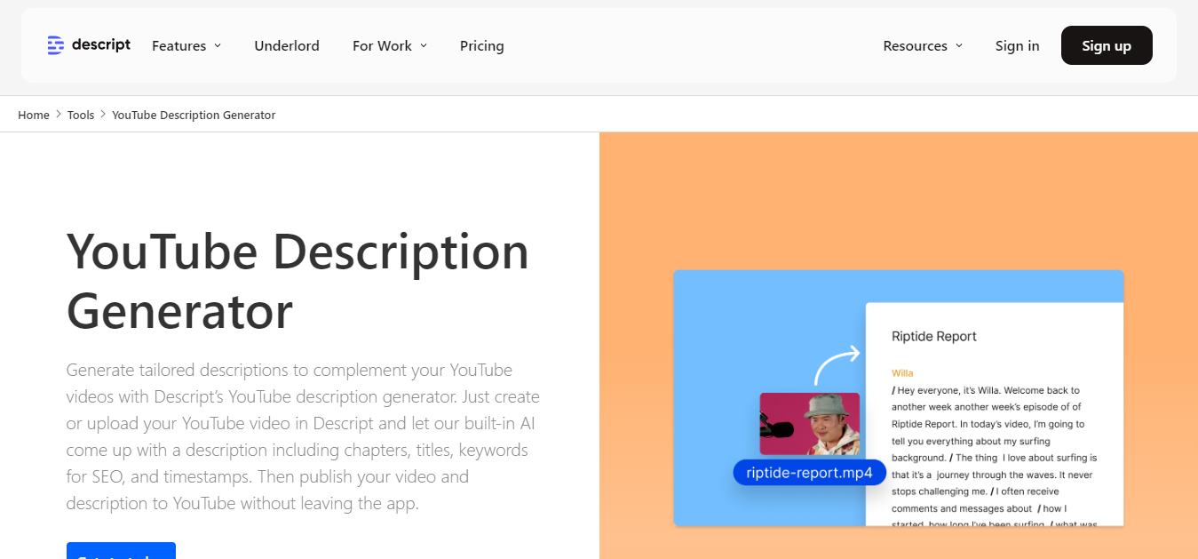 Descript YouTube Description Generator