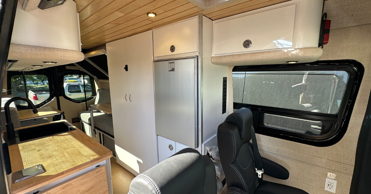 the inside of a170 sprinter campervan conversion