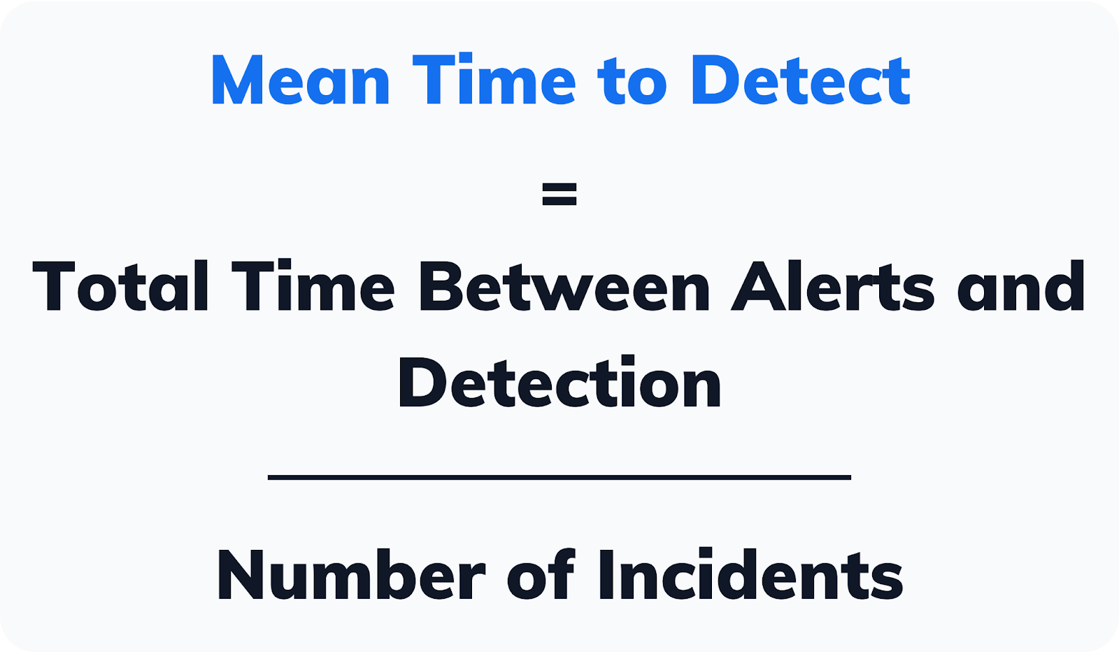 mean time to acknowledge (MTTA) or meant time to detect calculation based on total time between alerts and acknowledgement and number of incidents